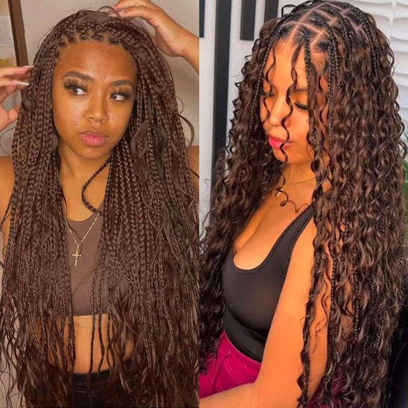 Human Braiding Hair for Boho Braids Deep Water Wave Curly Bulk Human Hair for Braiding Brazilian Virgin Human Hair for Micro Braiding Wet and Wavy Human Braiding Hair 100g 22inch Chocolate Brown