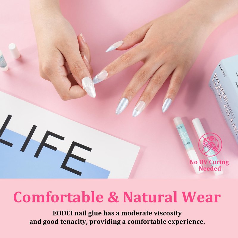 EODCI Nail Glue,50Pcs Super Strong for Acrylic Nails,Long Lasting for Stick On Nails Broken Nails,Professional Nail Tip Glue Supplies Adhesive Press On for Nail Tips