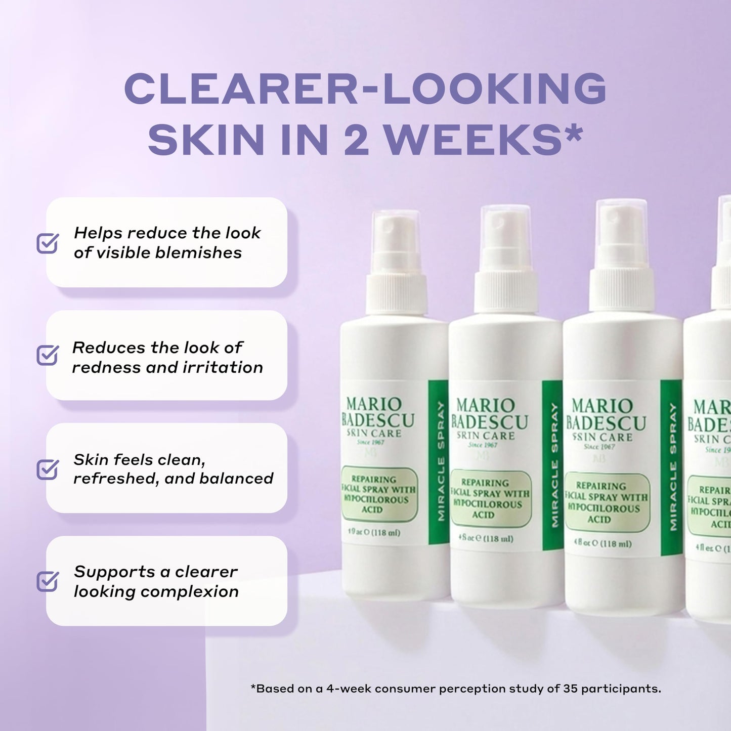Mario Badescu Repairing HOCl Facial Spray with Hypochlorous Acid – Soothes & Hydrates Angry, Irritated Skin, Reduce Redness & Flare-Ups – pH Balancing, Non-Irritating Cleanser, Fragrance-Free, 2 Fl Oz