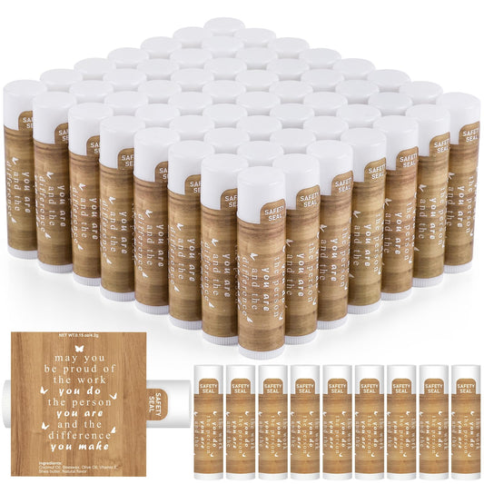 DMSKY Appreciation Gifts 60 Pcs Lip Balm Bulk, Staff Appreciation Gifts Bulk Thank You Gifts Bulk for Coworkers Teacher Worker Employee Leaving Farewell Gifts