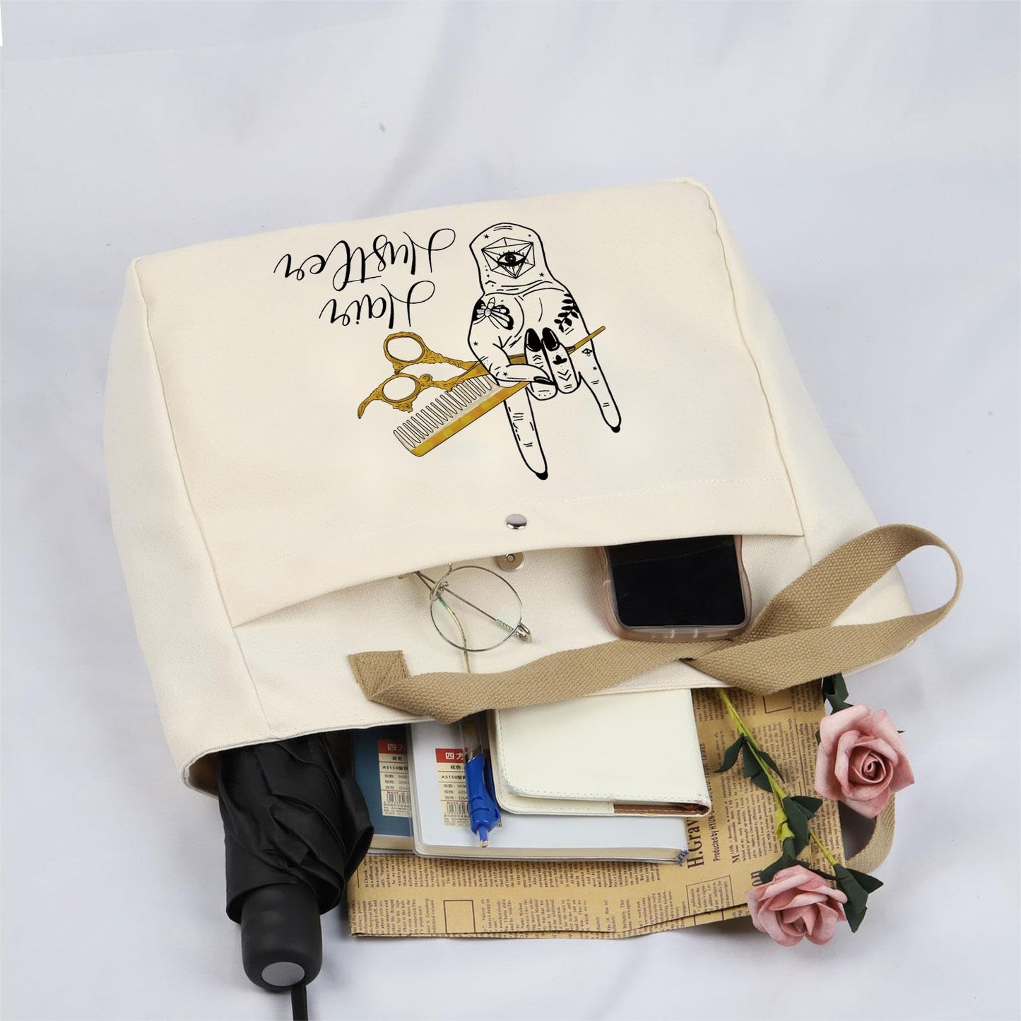 BLUPARK Hair Hustler Hand Gifts Hairs Stylist Tote Bag Cosmetologist Gifts Hairdresser Gift Beautician Shopping Bag Hairstylist Gift (Hair Hustler TO)