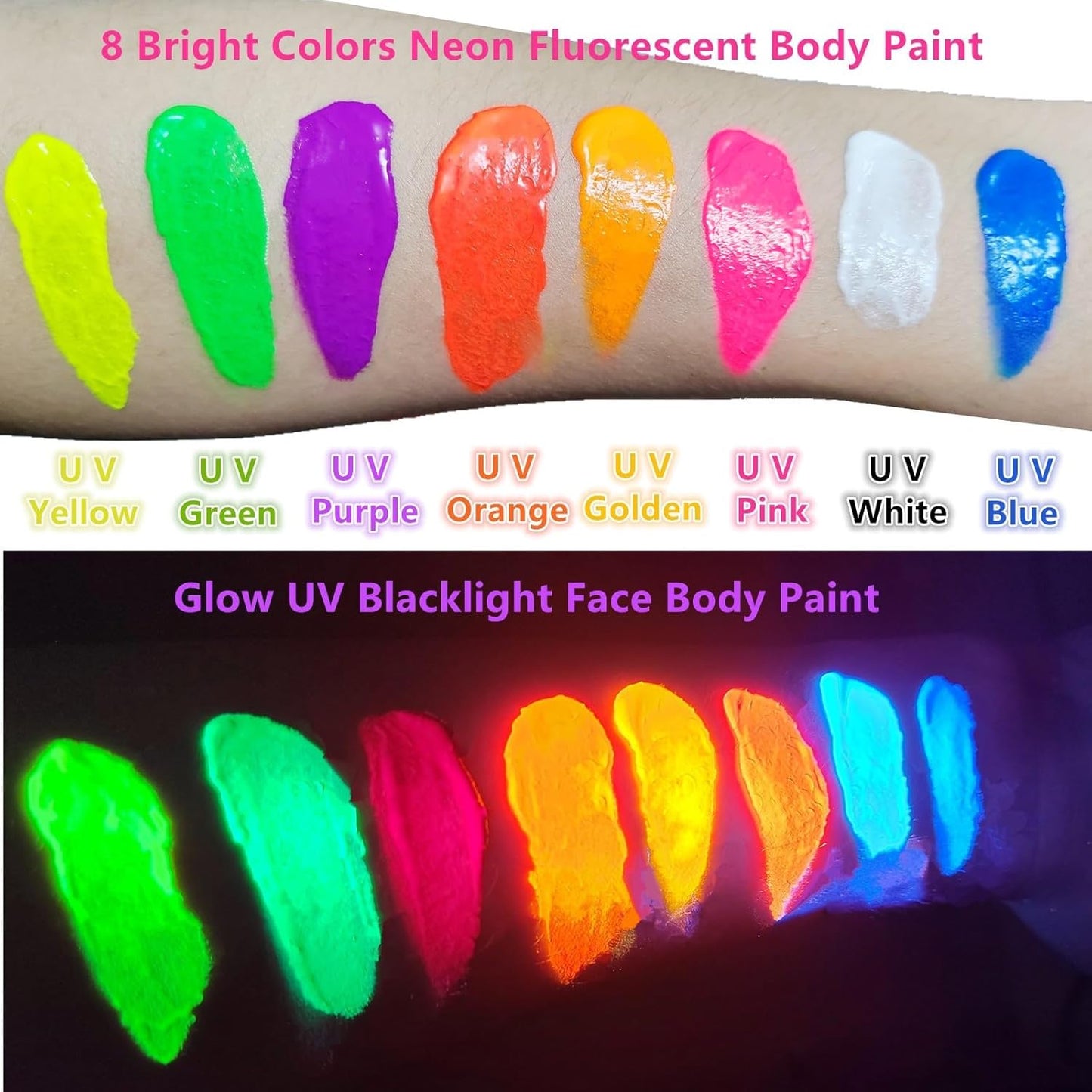 Neon White Body Paint - Washable UV Blacklight Face Paint for Adults & Kids | 2.37oz (70ml)