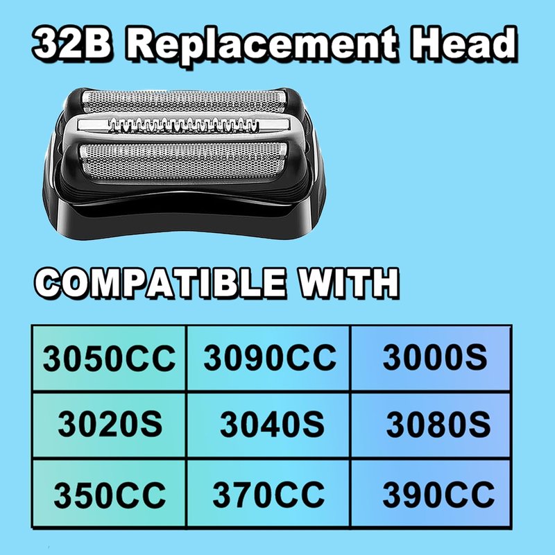 Electric Shaver Replacement Head for Braun Series 3 | Compatible with S3 3040s, 3080s, 370cc, 3070cc & More