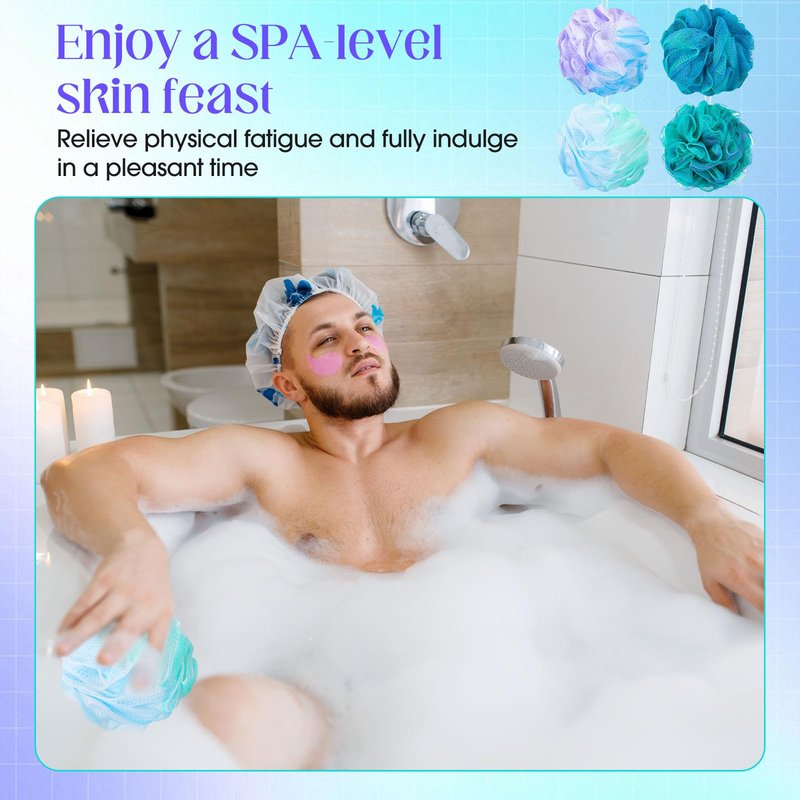 Sunnyray 100 Pcs Loofahs Bulk Bath Sponge Shower Luffas Exfoliating Body Scrubber Packs Soft Mesh Loofahs Balls Travel Cleaning Wash Puff Bathing Accessories for Women Men, 20g (Mixedcolor)