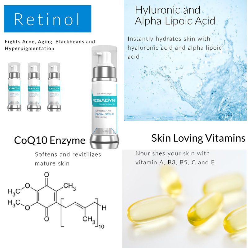 Rosadyn+ Rosacea Redness Serum, CoQ10 and Vitamin C, with Hyaluranic Acid, Green Tea Extract