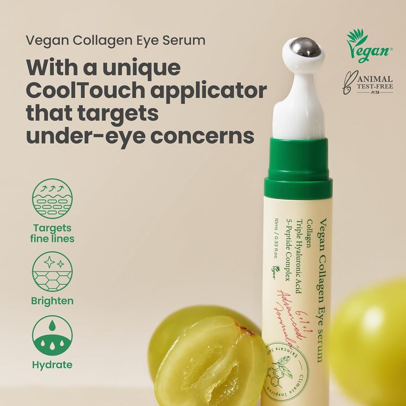 AXIS-Y Vegan Collagen Eye Serum - K Beauty Triple Hyaluronic Acid & Peptide Formula for Elasticity | 0.33 fl. oz.