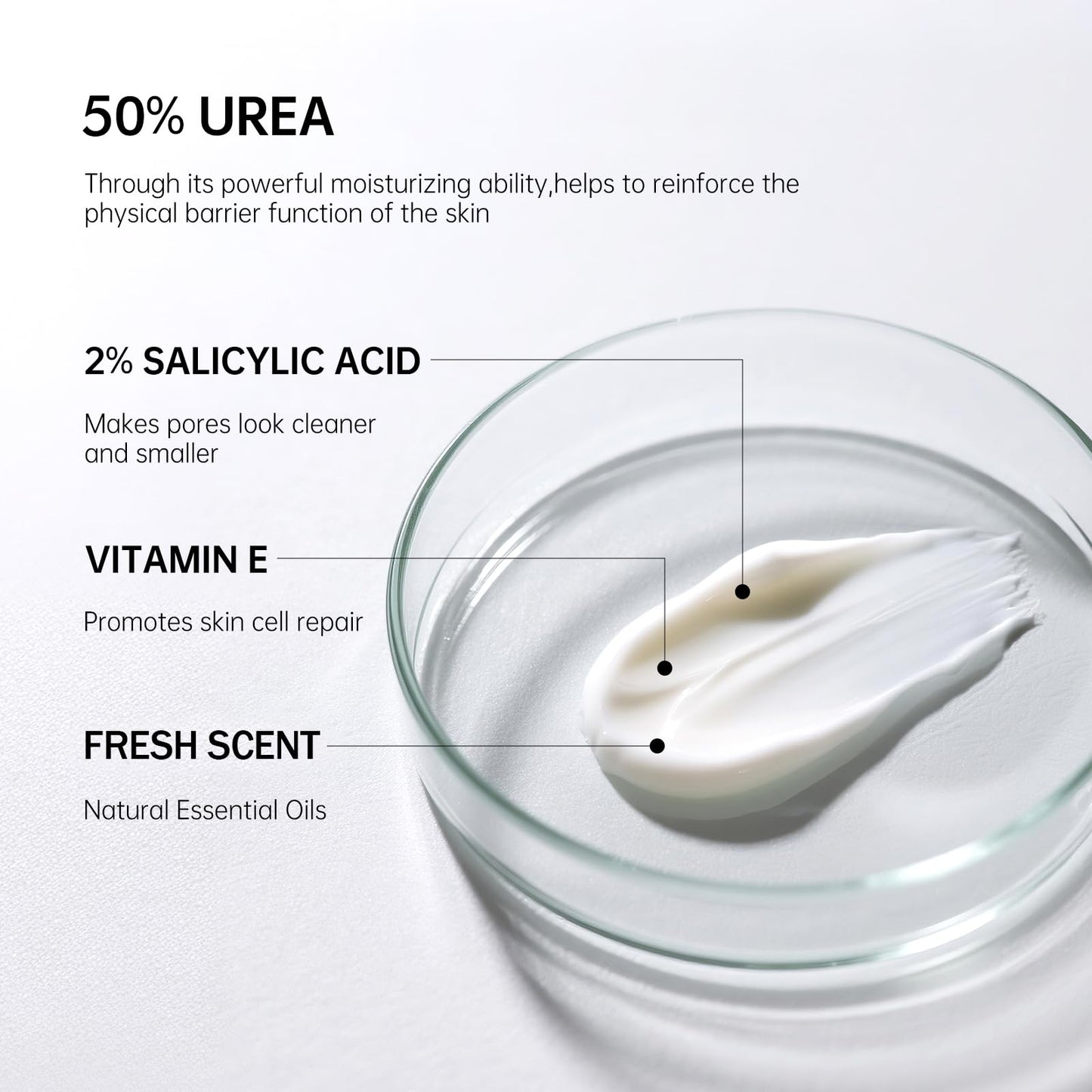 Yarmisun Urea Cream 50 Percent Feet Maximum Strength with Hyaluronic for Dry Skin Cracked Heels Callus Remover