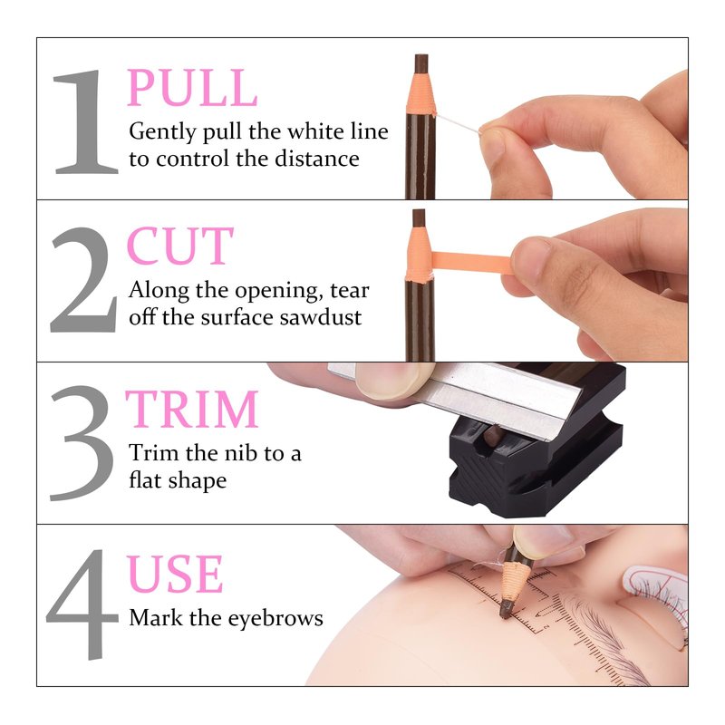 ATOMUS Brow Mapping Kit with 10m Pink & White Mapping String 20g White & Pink Brow Paste 50pcs Eyebrow Ruler Stickers 2 Brow Brushes 2pcs Eyebrow Pencil 1pc Sharpener 10pcs Blades