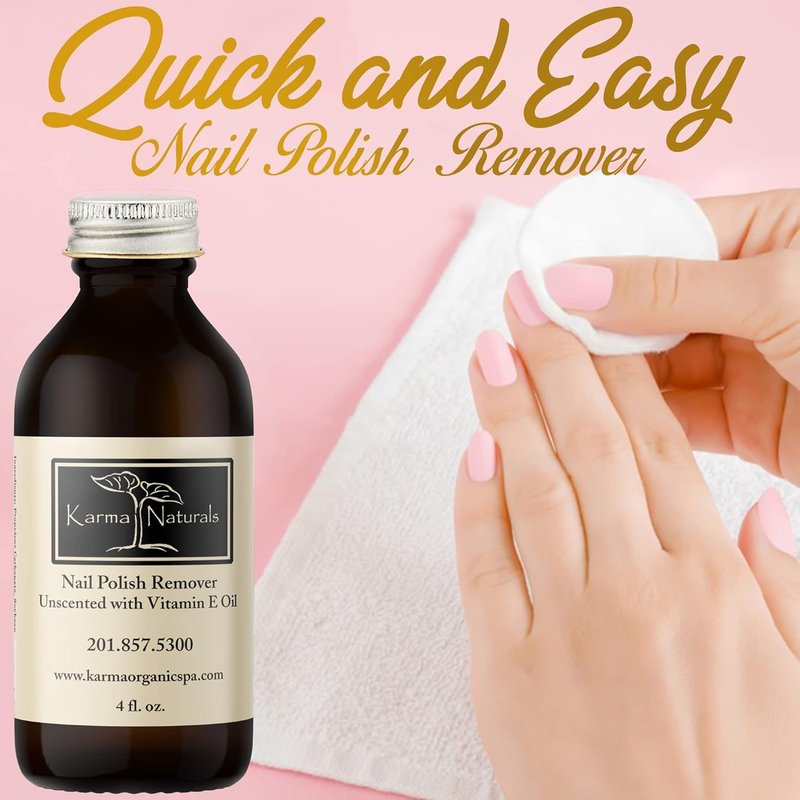 Organic Nail Polish Remover - Unscented with Vitamin E Oil | Non-Toxic, Vegan, Acetone-Free - 4 fl. Oz.