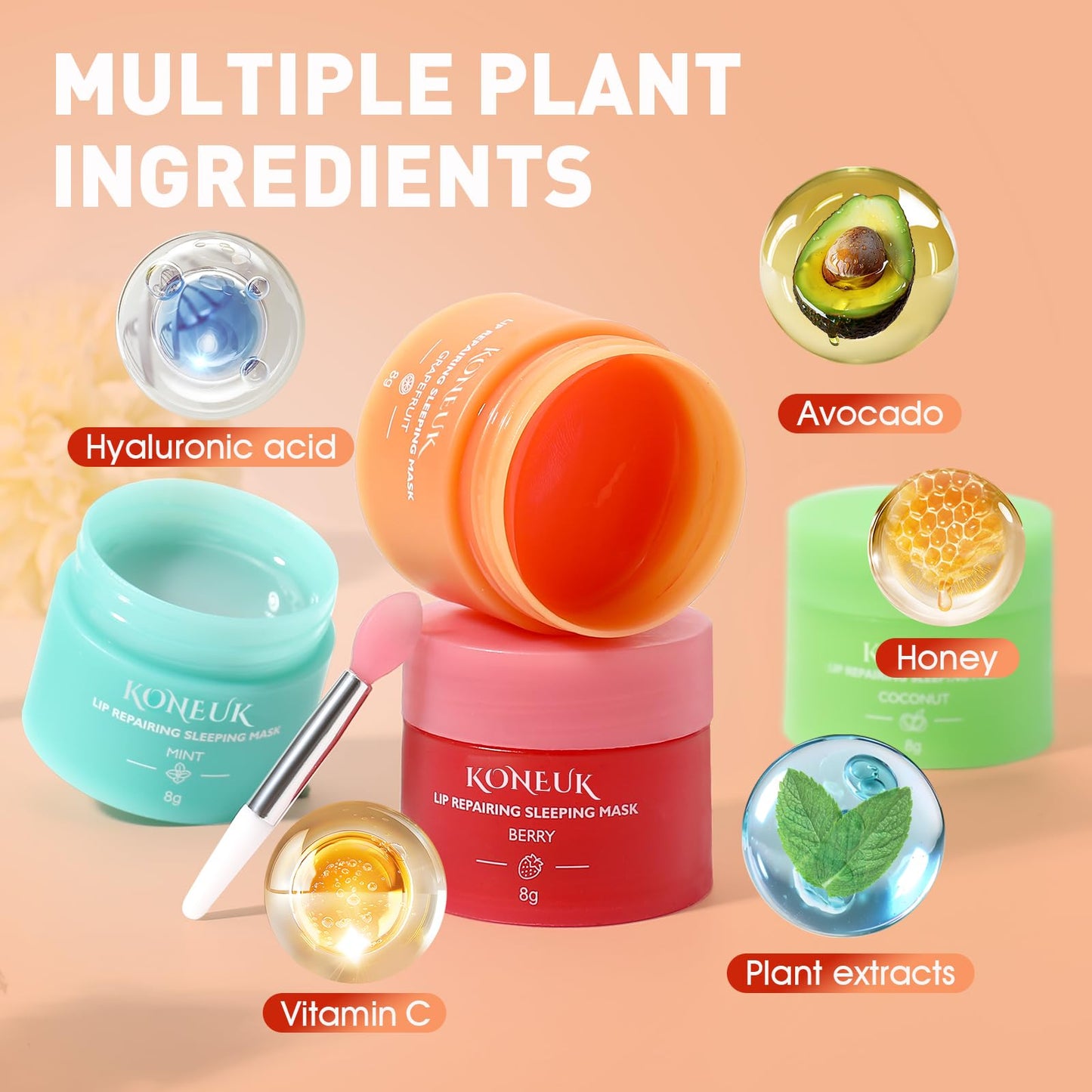 12 Pack Lip Sleeping Mask Set, Overnight Lip Skincare, Nourish and Hydrate Lip Mask With Vitamin C and Coconut Oil, Lip Balm for Dry Lips, Bulk Gifts for Women