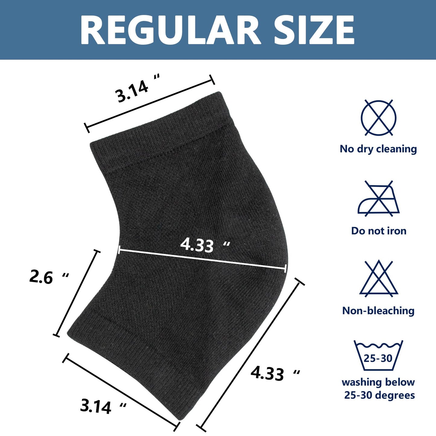 Yoosolle Health Moisturizing Gel Heel Socks for Dry Cracked Feet - 2 Pairs - Spa Socks for Cracked Heel Treatment - Heal Dry Heels - Night Care Skin - Foot Care for Women & Men (Regular, Black), Gery