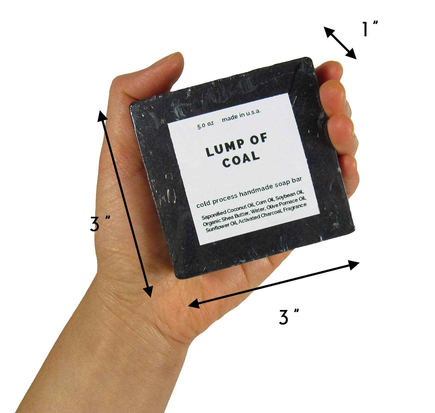 Lump of Coal Gift For The Naughty List Novelty Activated Charcoal Bar Soap With Black Lava Foot Pumice Stone and Natural Loofah Bath Set