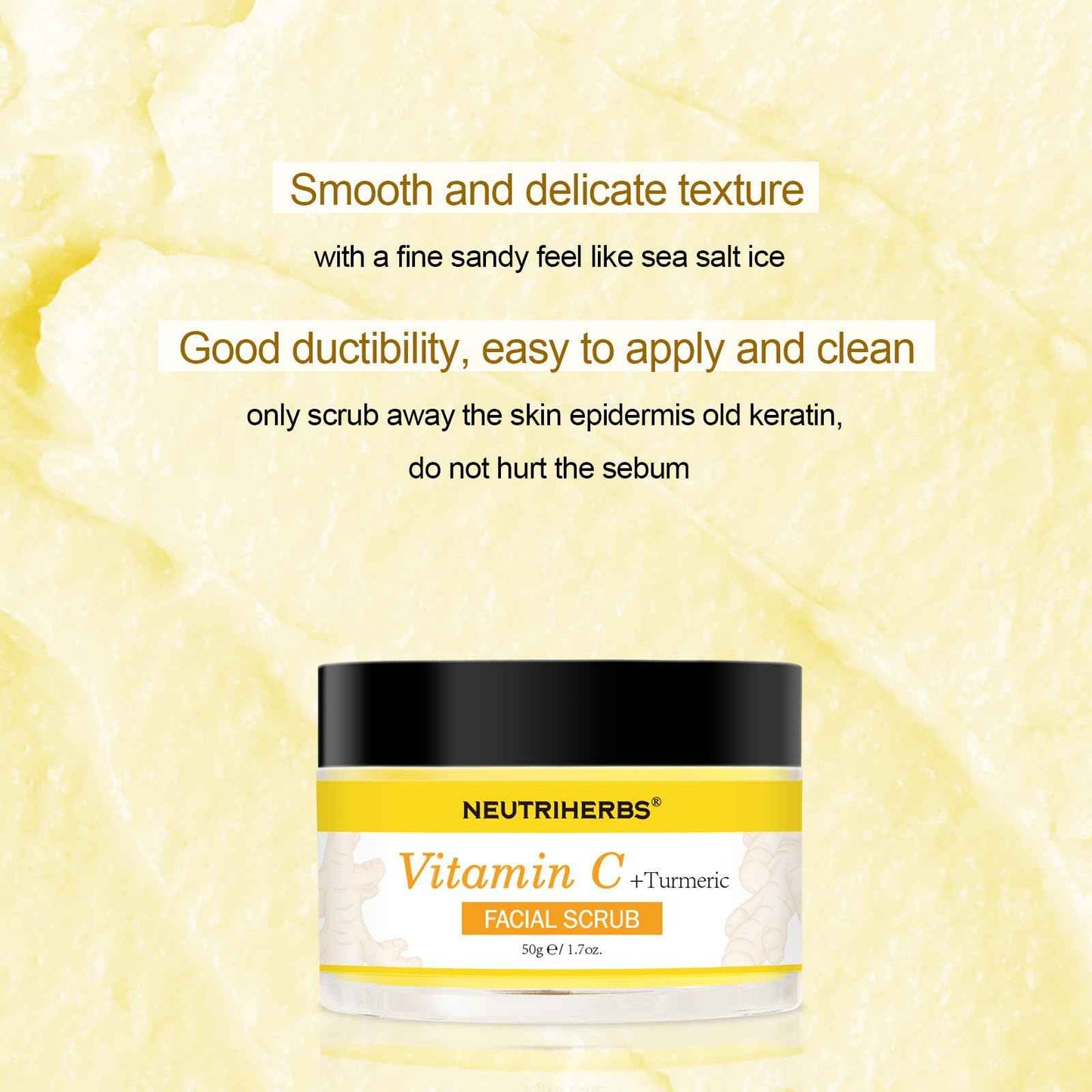 NEUTRIHERBS Turmeric Face Scrub, Exfoliating Scrub Cream with Vitamin C, Smooth, Brighten Skin - 1.76oz