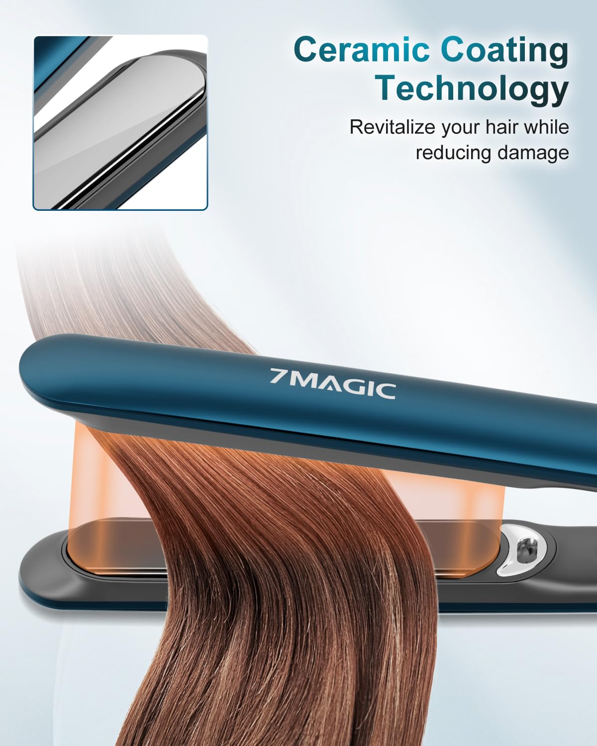 7MAGIC Hair Straightener - 1 Inch Titanium Ceramic Flat Iron | Professional 2-in-1 Styling Tool for Smooth, Shiny Hair