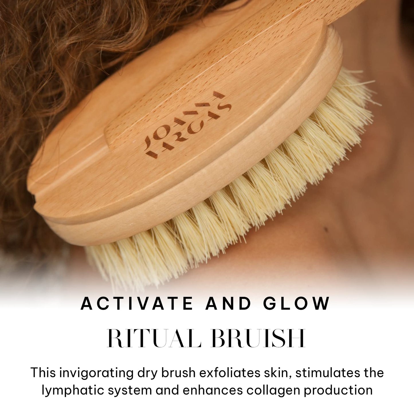 Joanna Vargas Ritual Brush. Natural Dry Brush to Stimulate Lymphatic System and Gently Exfoliate. Eco-Friendly Tool Safe for Whole Body