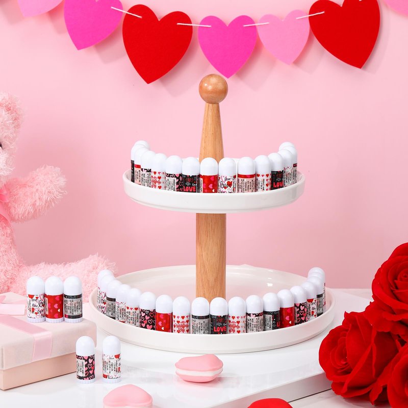 Swiffen 50 Pack Valentine's Lip Balms Gifts Bulk for Women Galentine's Day Party Supplies Basket Stuffers Heart Moisturizing Lip Balm Gifts for Her Teachers Staff Coworkers (Classic)