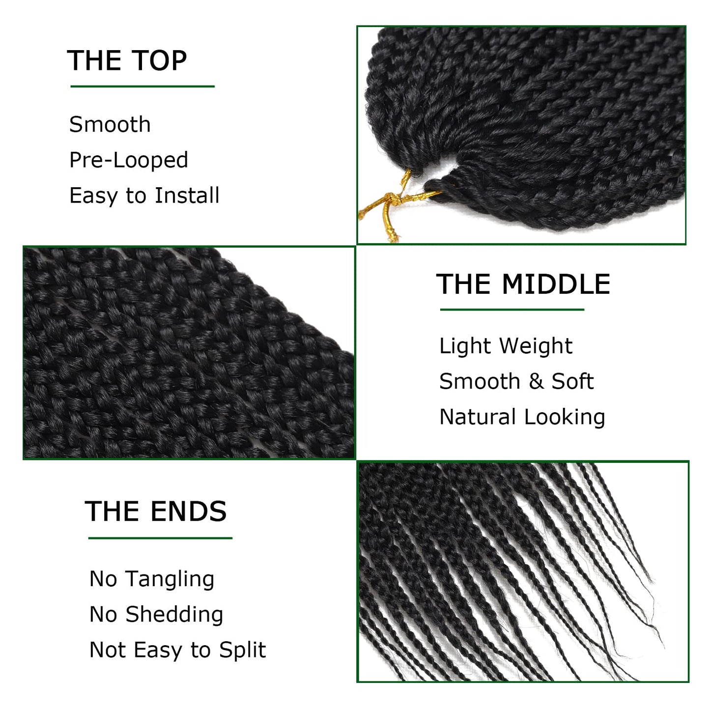 Crochet Box Braids Hair pre looped Goddess Box Braids Crochet Braiding Hair 7 Packs Crochet Box Braids 3x Box Braids Crochet Hair (24 inch, 1B)