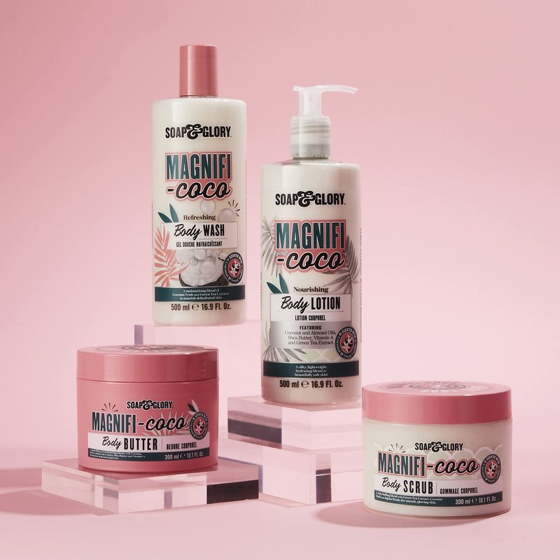 Soap & Glory Magnificoco Buff and Ready Coconut Body Scrub - Smoothing & Buffing Body Scrub - Coconut Scented Body Polish - Brightening with Green Tea Extract (300ml)