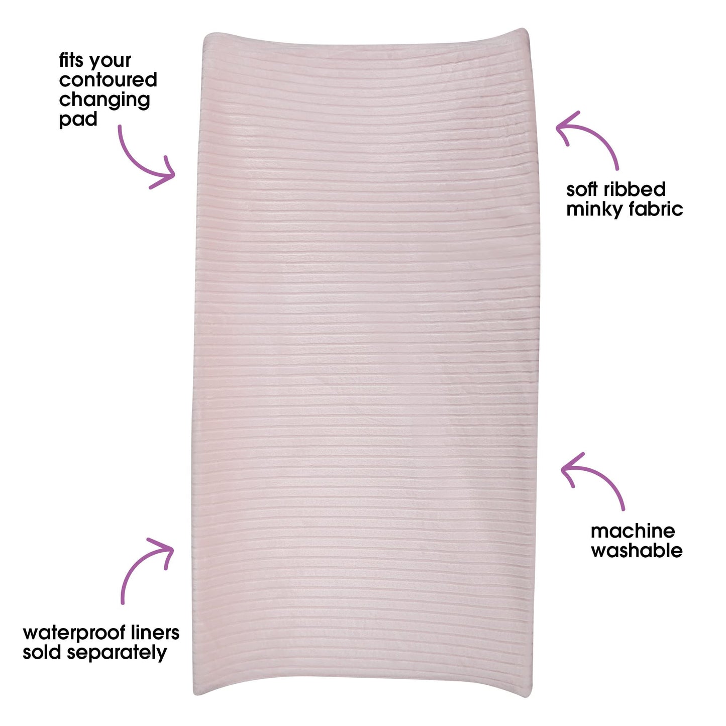 Boppy Changing Pad Cover, Pink Ribbed Minky