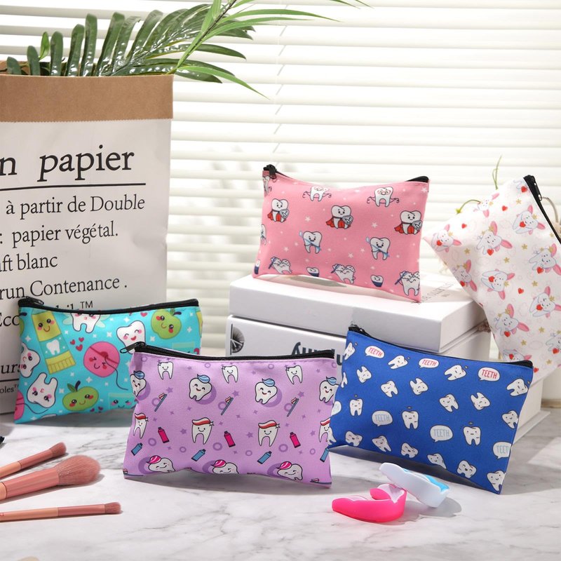 Potchen 20 Pieces Dental Cosmetic Teeth Makeup Bags Nurse Gift Bag Dental Assistant Accessories Travel Cute Pouch Organizer for Dentist Women Nurses Day Graduation Birthday