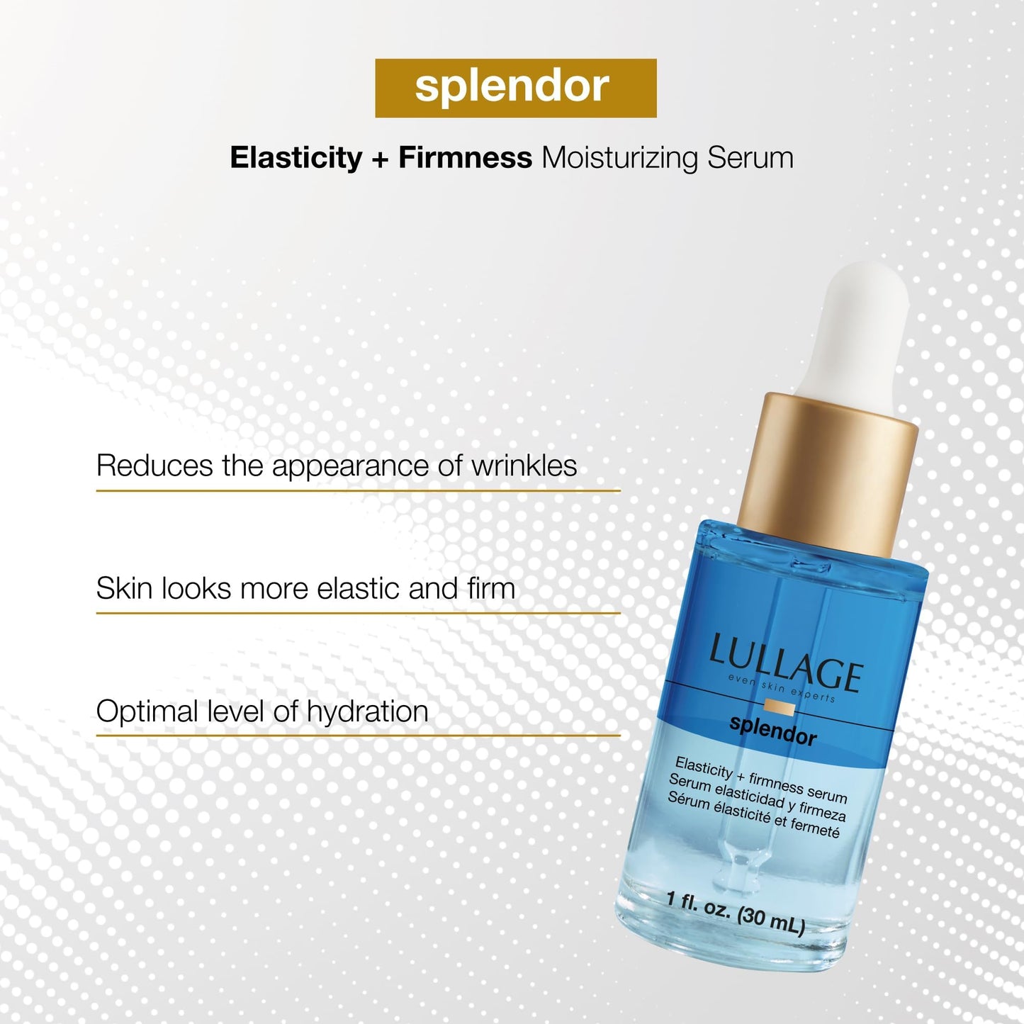 LULLAGE Splendor Elasticity & Firmness Moisturizing Face Serum for Women - Fast Absorbing Day & Night Hydrating Serum with Oxygen & Marine Collagen - 1 Fl. Oz Bottle