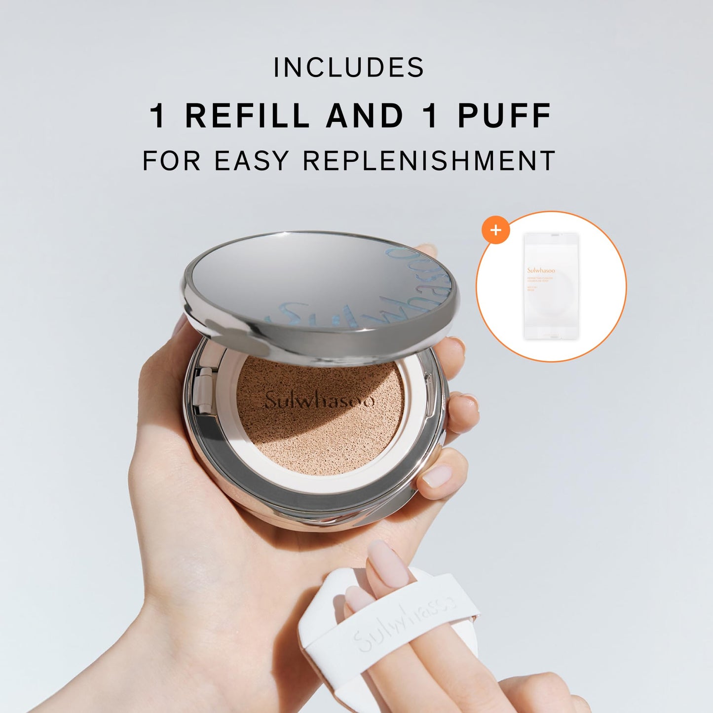 Sulwhasoo Perfecting Cushion SPF 46 | Evens Skin Tone & Blurs Imperfections | Enhance Natural Radiance | Semi-Matte Finish | Korean Herb Extract | Korean Makeup, 21 Beige