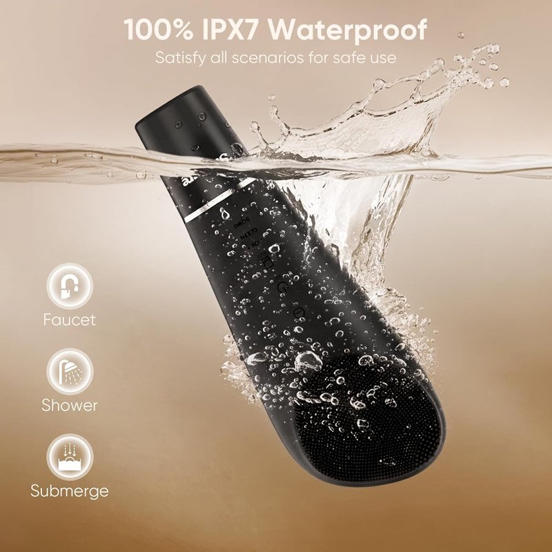 Silicone Face Scrubber - 2-in-1 Rechargeable Blackhead Scraper & Cleansing Brush | IPX7 Waterproof, Deep Cleansing for All Skin Types (Black)