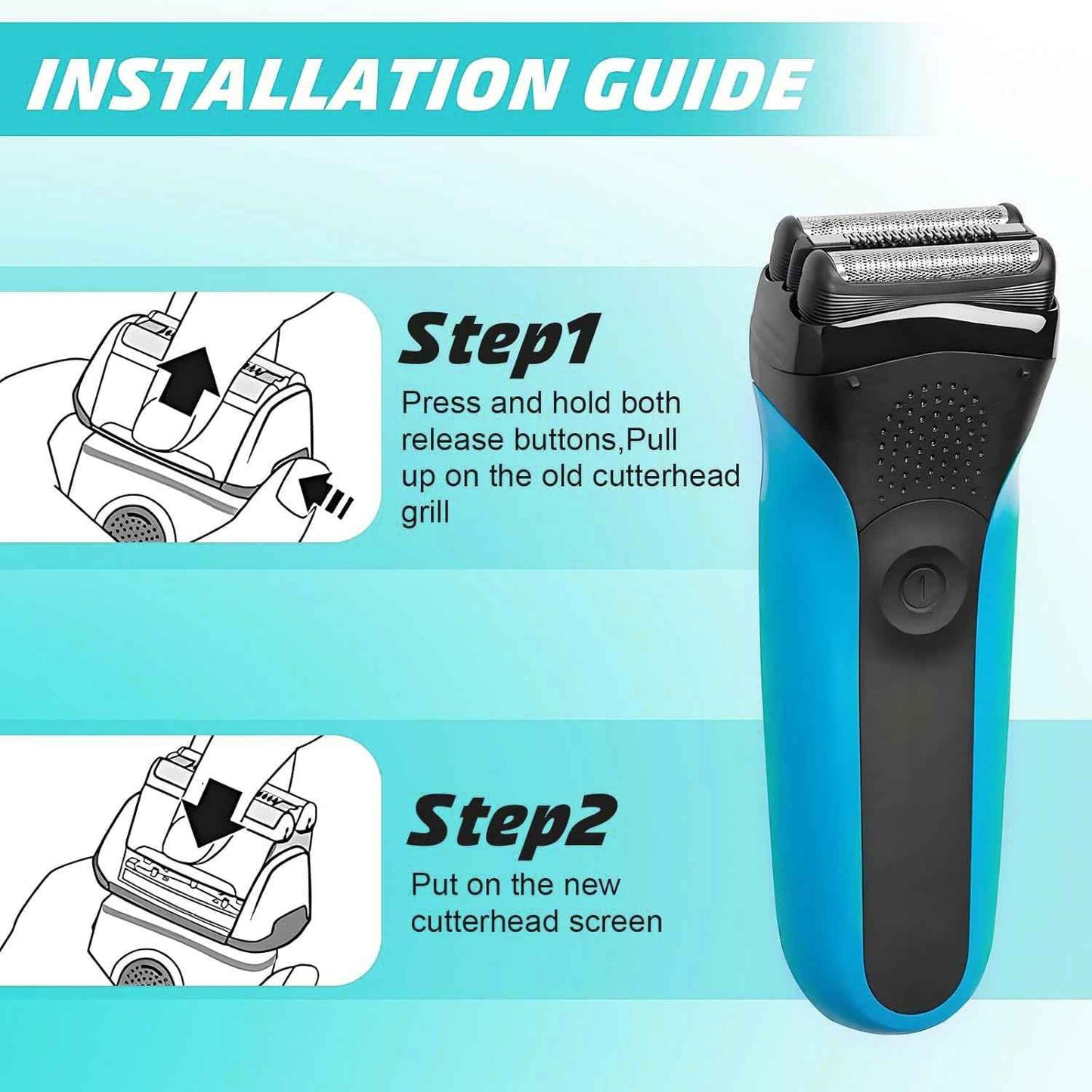 2 PCS 32B Series 3 Foil Electric Shaver Replacement Head Compatible with Braun S3 Foil & Cutter Razor Heads, Compatible with Braun S3 3040s 3010s 310s 3000s 3050cc 3080s 390cc