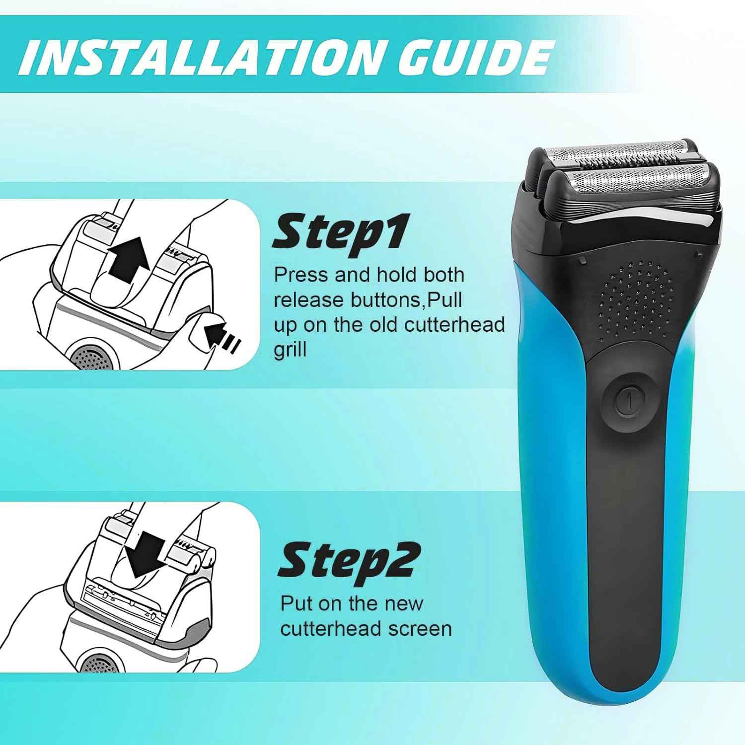 2 PCS 32B Series 3 Foil Electric Shaver Replacement Head Compatible with Braun S3 Foil & Cutter Razor Heads, Compatible with Braun S3 3040s 3010s 310s 3000s 3050cc 3080s 390cc