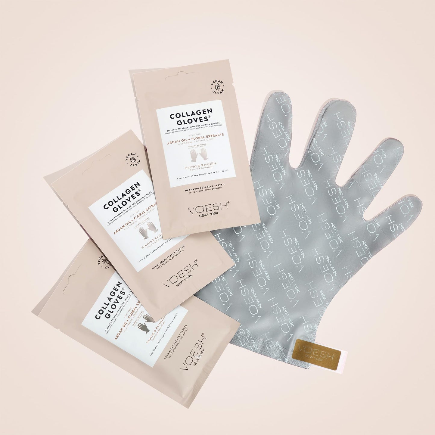 VOESH Collagen Gloves, Vegan Hand Masks, 4 Pack, Moisturizing Hand Mask, Lotion Gloves, Hydrating Gloves, Hand Care, Spa Manicure Gloves, Dry Hand Treatment