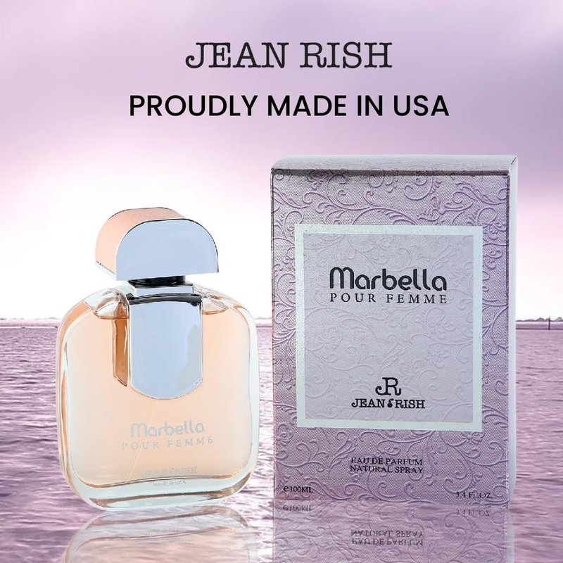 Jean Rish Marbella Perfume for Women Eau De Parfum, Long-Lasting Luxury Fragrance, Made In USA - Pear, Jasmine, Vanilla, Iris, Patchouli Scent - 100ml / 3.4 oz
