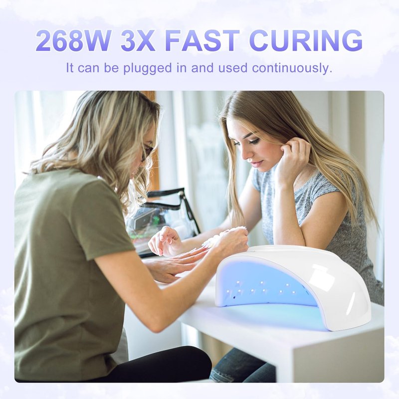 NXJ INFILILA UV Nail Lamp, 268W Faster UV LED Nail Lamp Dryer for Gel Polish, Professional Gel Light with 4 Timers and Automatic Sensor for Hands & Feet for Home Salon (Large)