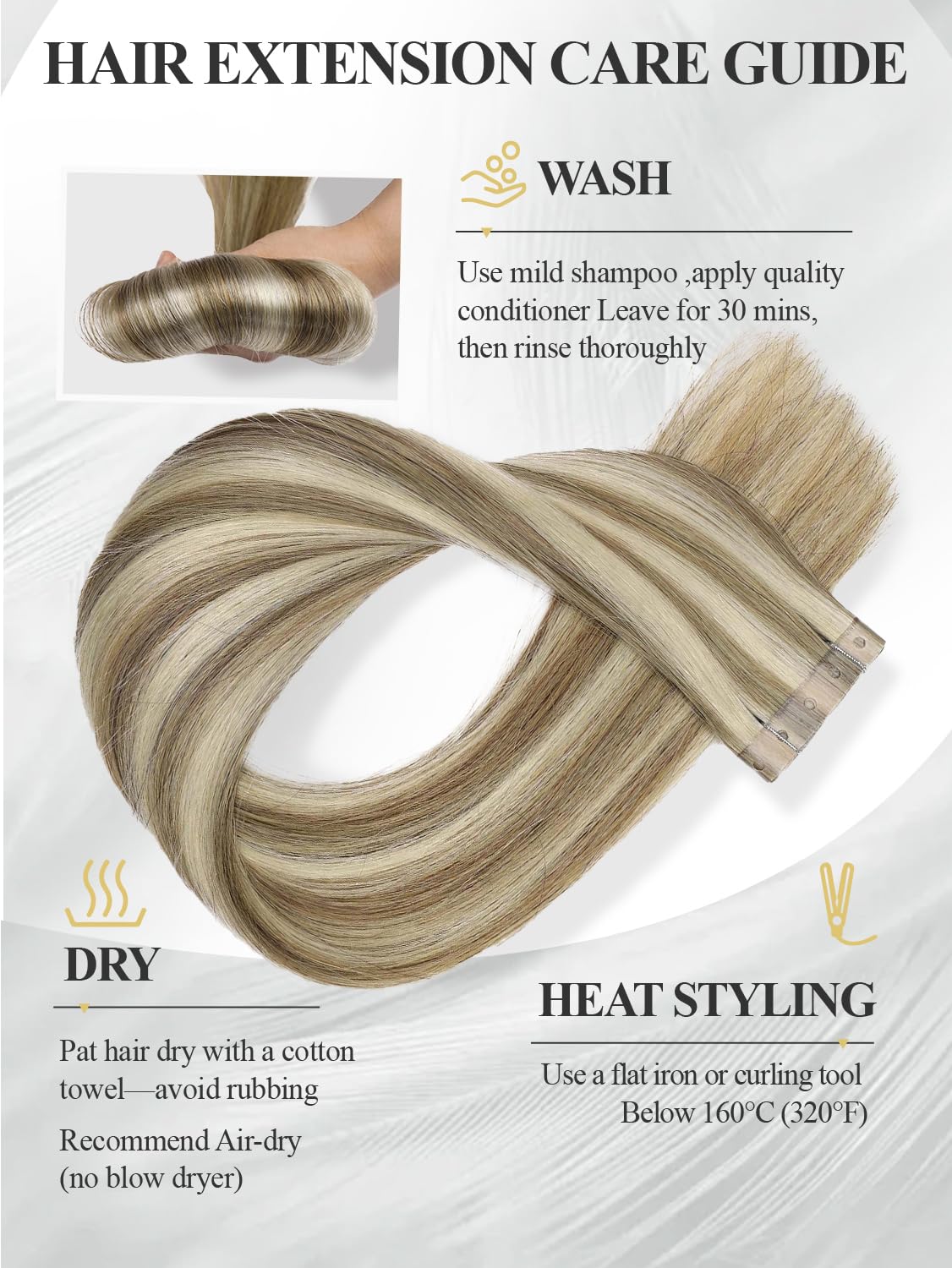Remy Human Hair Extensions - Micro Bead OVO Weft | Highlight Blonde 9A/P60, 14 Inch (30g, 4 Pcs)