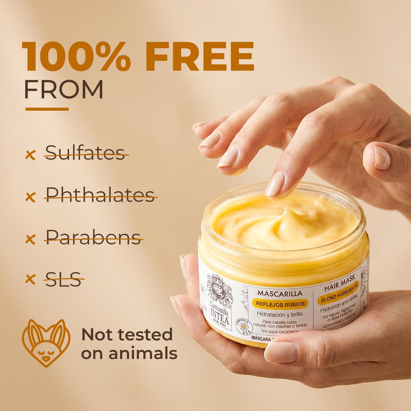 Intea Hair Mask for Blonde, Dyed or Rinsed Hair - 8.3 oz - Restores Damaged Highlights - Paraben and Ammonia Free - With Chamomile Extract