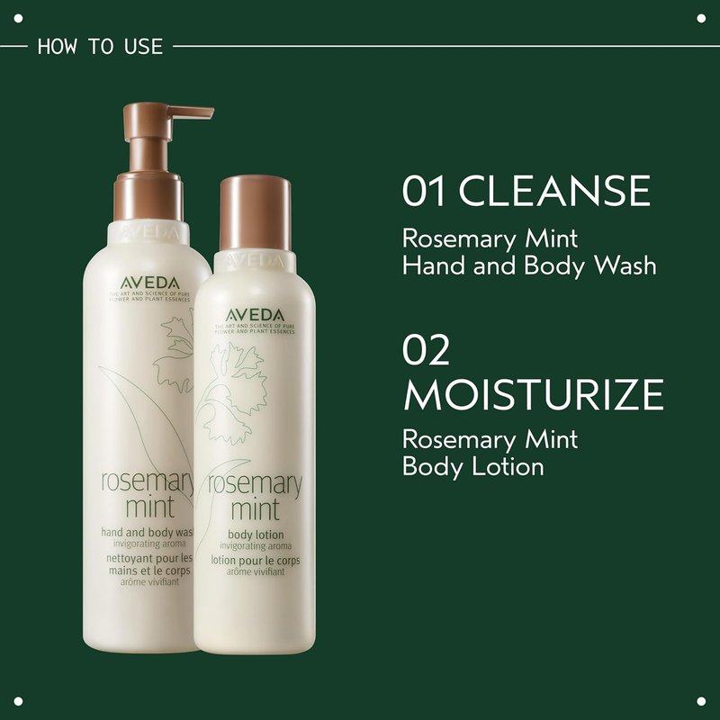 Aveda Rosemary Mint Body Lotion - Lightweight Cooling Formula with Menthol | Invigorating Organic Peppermint & Rosemary Aroma