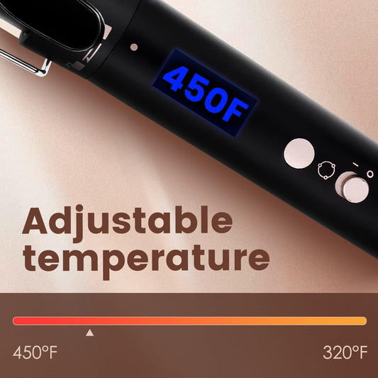 Bo'laiya 5 in 1 Curling Wand Set with Temperature Display, Curling Iron Set with 5 Interchangeable Ceramic Curling Wands, Instant Heat Up, Suitable for All Hair Types (Rose Gold)