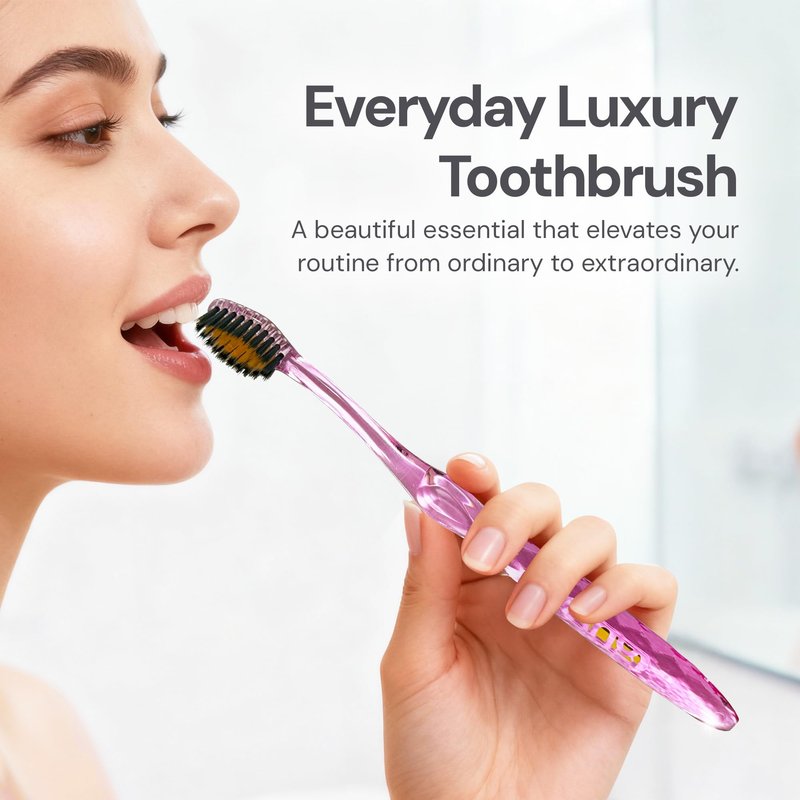 Nano-b Manual Toothbrush for Adults with Sensitive Gums, Gold & Charcoal Soft/Medium Bristles, Travel Case, Blue