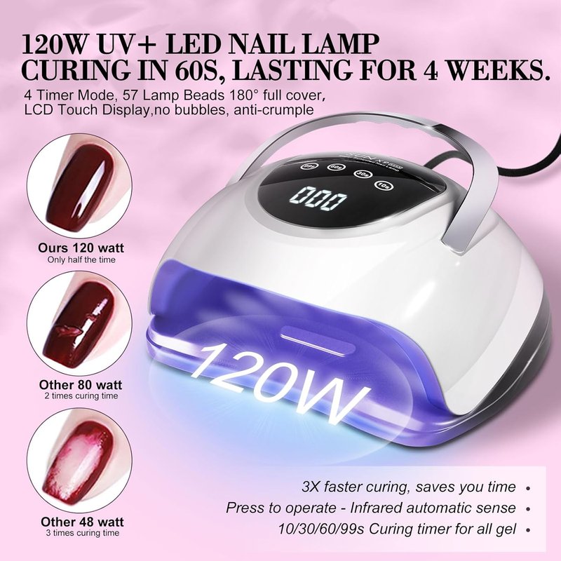 LimeGirl Gel Nail Polish Kit - 23PCS Salon-Grade UV Light Set | 7 Colors Including Classic French White & Mauve Grey