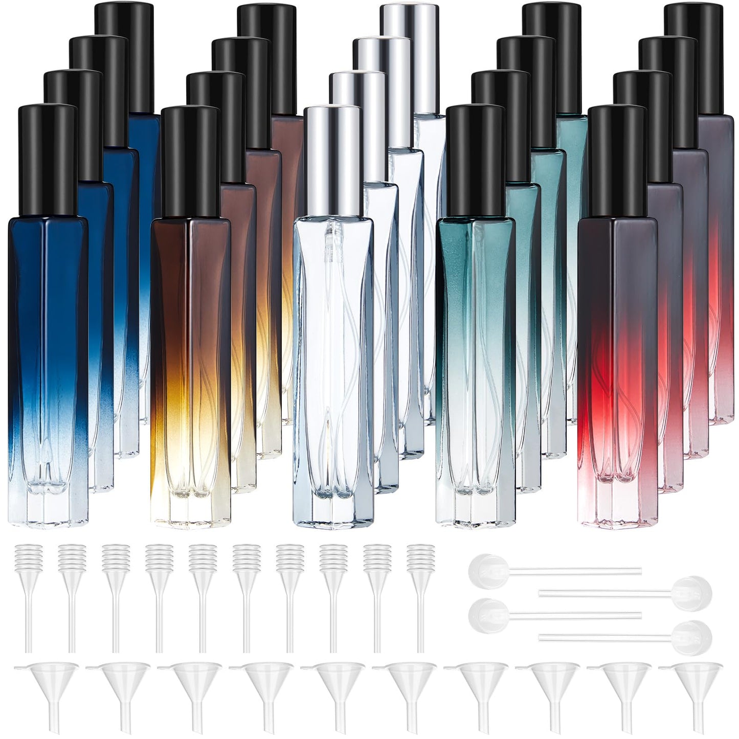 Domensi 20 Pcs 10/15/20/30 ml Perfume Travel Refillable Glass Bottles Spray Bottle Perfume Atomizer for Cologne Dispenser Leak-proof Fragrance Bottles Atomizer Pump Kit (10 ml,Amber Color)