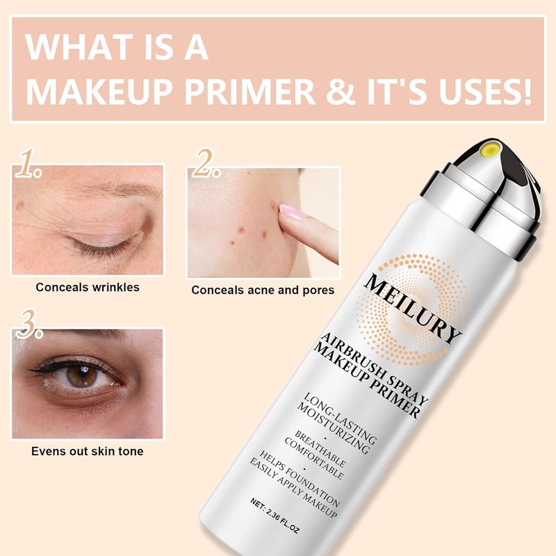 AirBrush Foundation Spray Set - Longwear Waterproof Liquid Matte Foundation Mist | Hydrating Face Primer Kit (01 Natural)