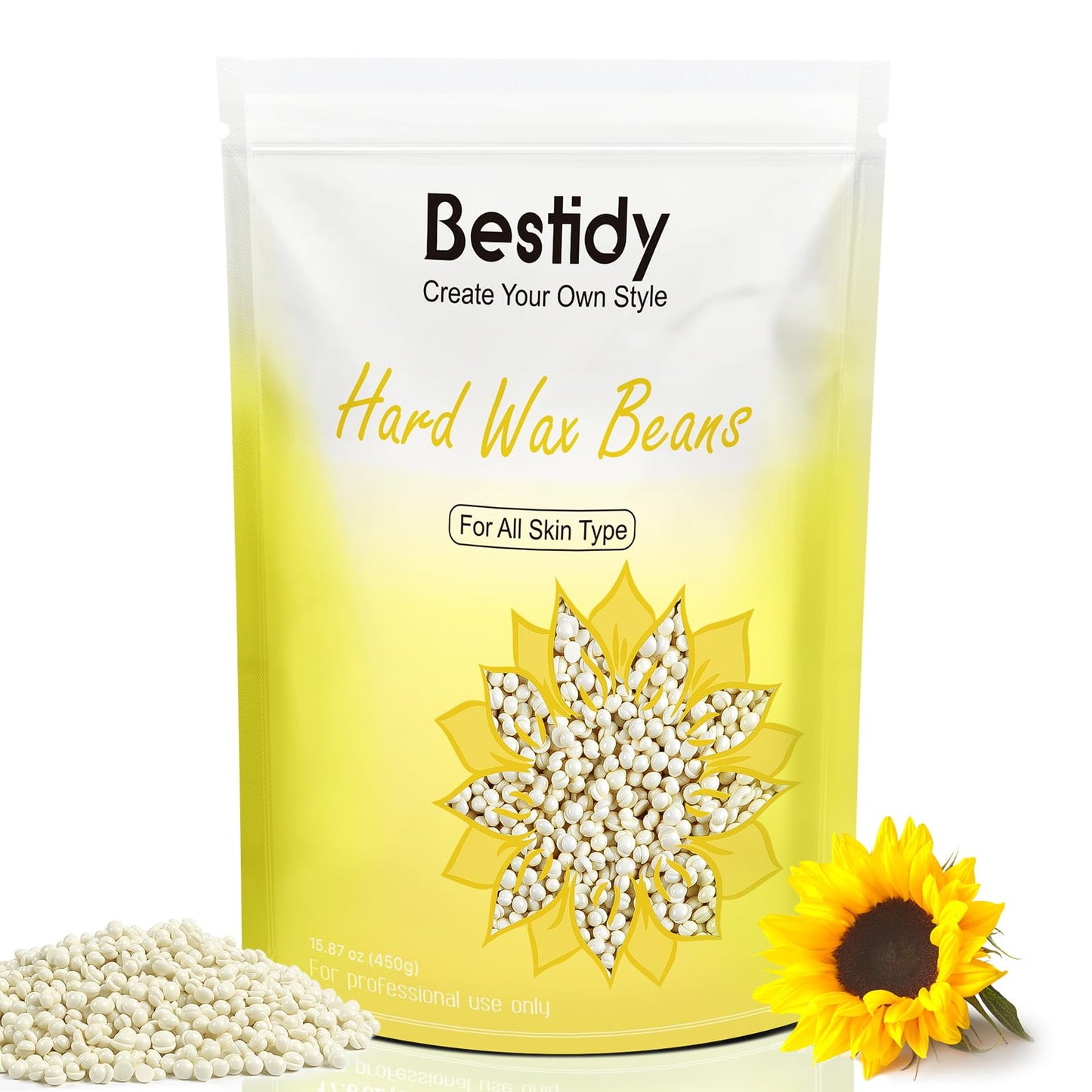 Bestidy Hard Wax Beads for Hair Removal, Waxing Beads for Coarse Hair, 500g Refill Wax Beads for Wax Warmer, Home Waxing for All Body and Brazilian Bikini Areas, Women Men (17.64 Ounce, Milky White)