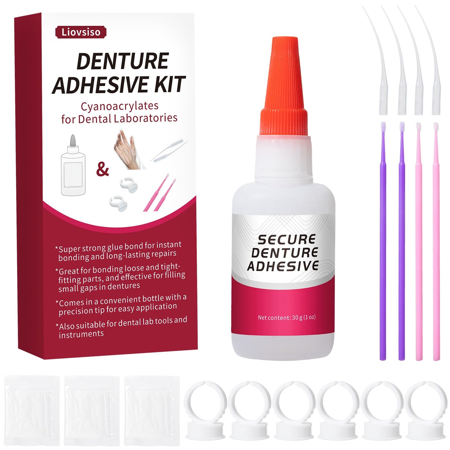 Dental Lab Instant Bonding Dental Glue (1oz), Repair Cracks & Secure Loose Teeth, Experience a Secure Bond That Lasts from Days to Weeks