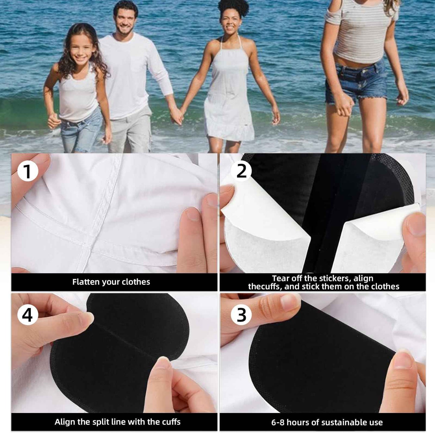 140Pcs Black Sweat Pads for Under Arms, Hat Sweat Liner, Shirt Collar Protection, Large Armpit Sweat Pads for Women, Disposable Underarm Sweat Pad (1Pack/100P+20P+20P)