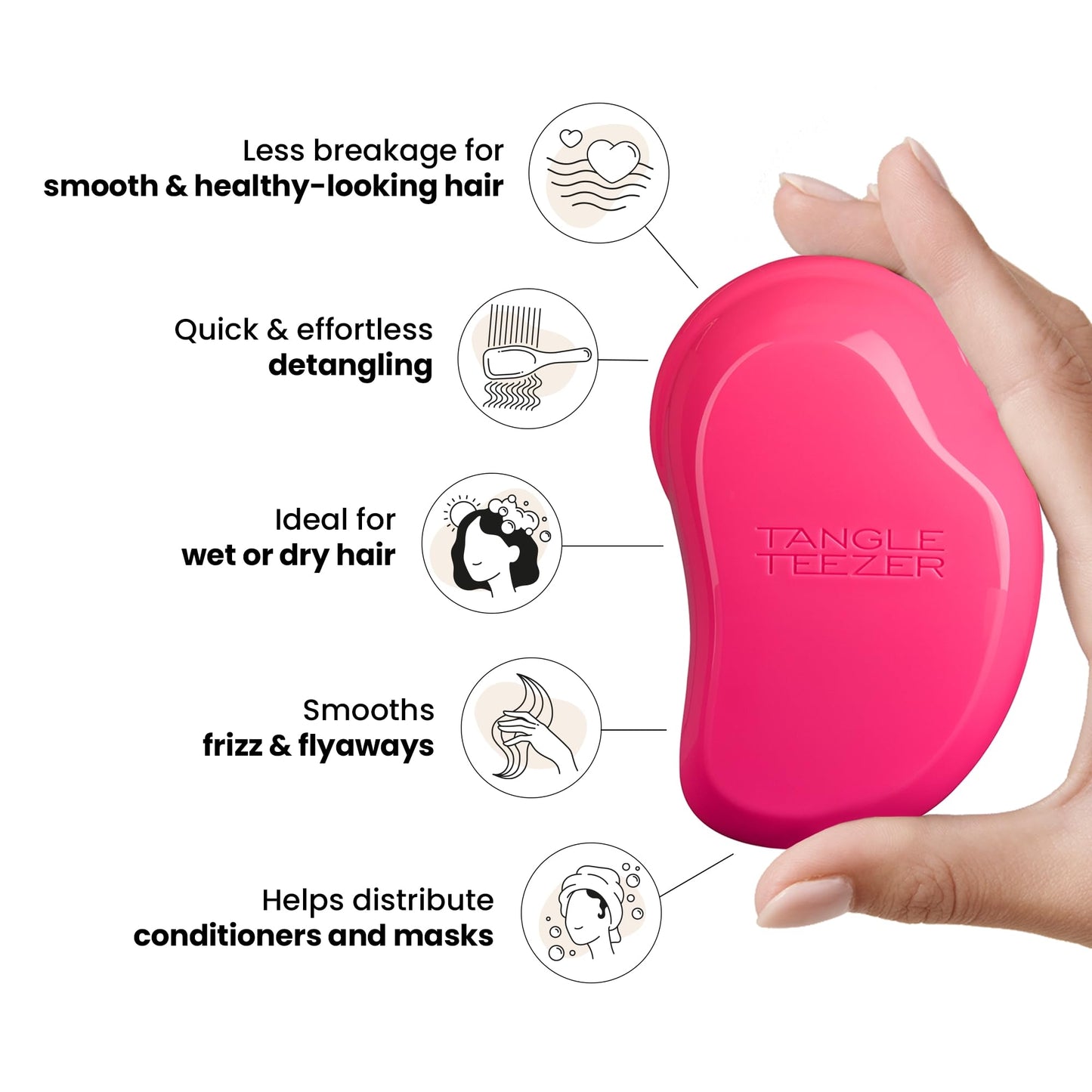 Tangle Teezer Original Detangler Brush for All Hair Types, Pink Fizz