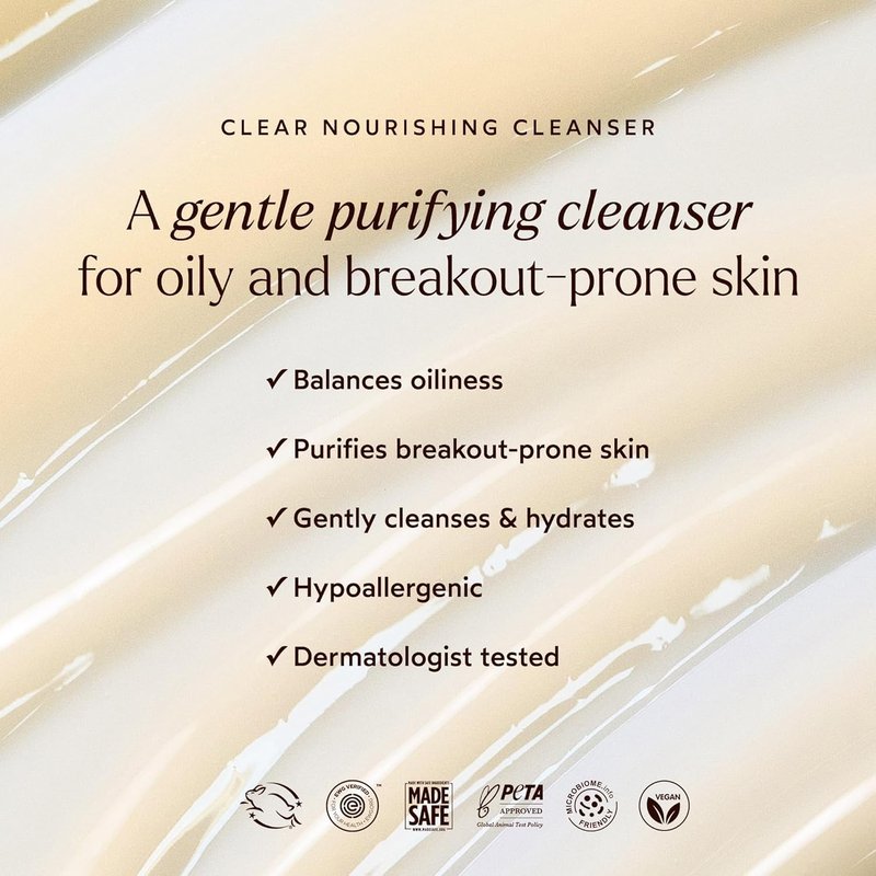 True Botanicals Clear Nourishing Cleanser | Gently Moisturizes & Refreshes Dry Skin | Oily & Sensitive Skin Types | Dermatologist Tested, All Natural, Vegan, Clinically Proven | 4 fl oz | 118 ml