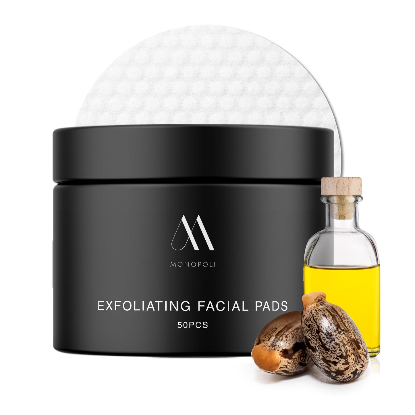 Monopoli Skin Exfoliating Pads | Gentle Yet Effective Physical Exfoliation | Dual-Sided for Smoothing and Soothing | Essential for Daily Skincare Routines | Single 50pcs/jar