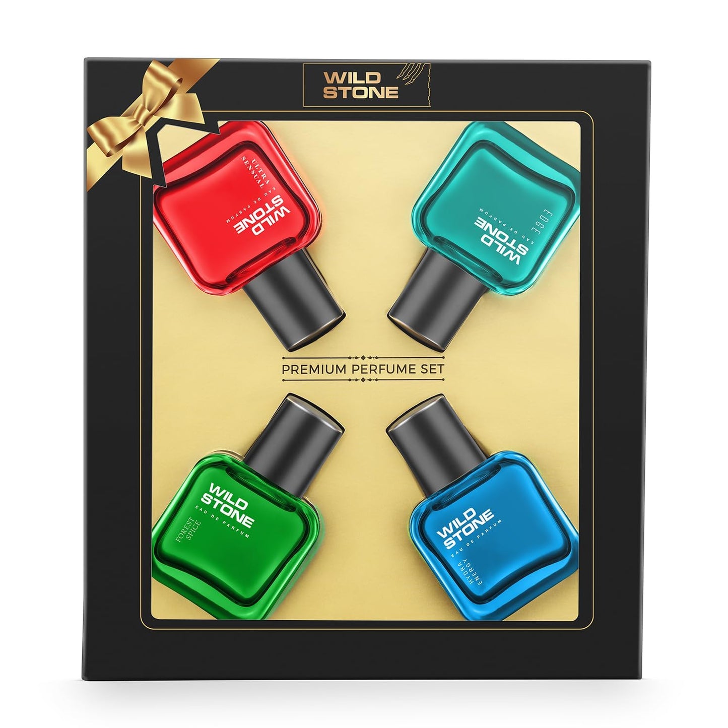 Wild Stone Luxury Eau De Parfum Gift Set |3.38oz,30 ml (Pack of 4) | Woody & Warm Spicey Notes | Best Perfume for Gifting| EDP Perfume for Men | Ultra Sensual, Chief, Hydra & Edge Everyday Perfumes
