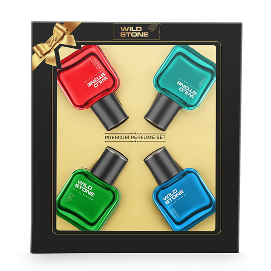 Wild Stone Luxury Eau De Parfum Gift Set |3.38oz,30 ml (Pack of 4) | Woody & Warm Spicey Notes | Best Perfume for Gifting| EDP Perfume for Men | Ultra Sensual, Chief, Hydra & Edge Everyday Perfumes