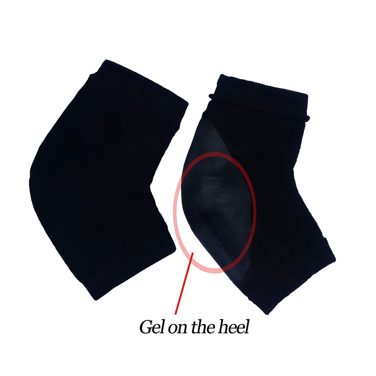 Makhry 2 Pairs Moisturizing Silicone Gel Heel Socks for Dry Hard Cracked Skin Open Toe Comfy Recovery Socks Day Night Care (Black)