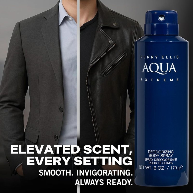 Perry Ellis Aqua Extreme Body Spray for Men - Fresh Wood & Spice Cologne Mist | 6 oz